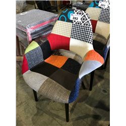 PATCHWORK & DARK WOOD DINING CHAIR