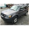 Image 1 : 2006 FORD ESCAPE, GREY, 274485 KMS, VIN 1FMYU93146KA10295, 3.0L 4 DOOR SUV, GAS, RD, CD, PW, CC,