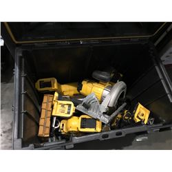 DEWALT TOOL BOX WITH ASSORTED DEWALT CORDLESS POWER TOOLS