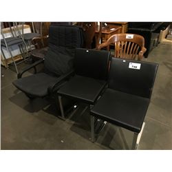 PAIR OF BLACK & CHROME SIDE CHAIRS