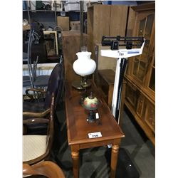 SOFA TABLE, MINI BOOK SHELF & 3 LAMPS