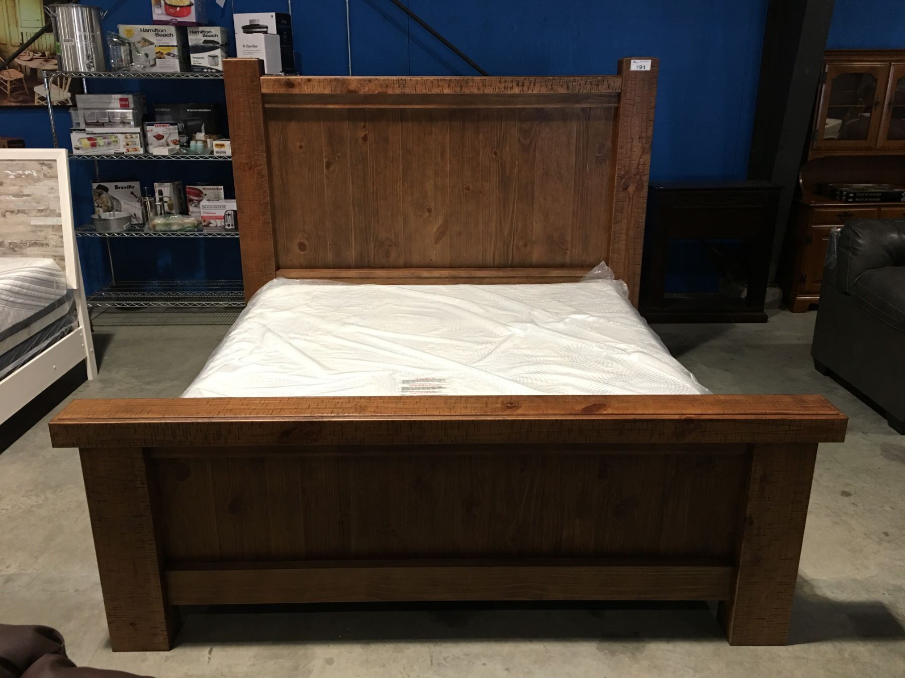 Contemporary King Size Solid Wood Rustic Look Bed Headboard