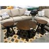Image 1 : 3 PCE CONTEMPORARY BROWN & BLACK ROUND COFFEE TABLE & END TABLE SET