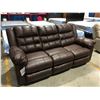 Image 2 : BROWN LEATHER RECLINING SOFA