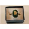 Image 2 : CUSTOM MADE GREEN EMERALD RING, OVAL CUT, BEZEL SET