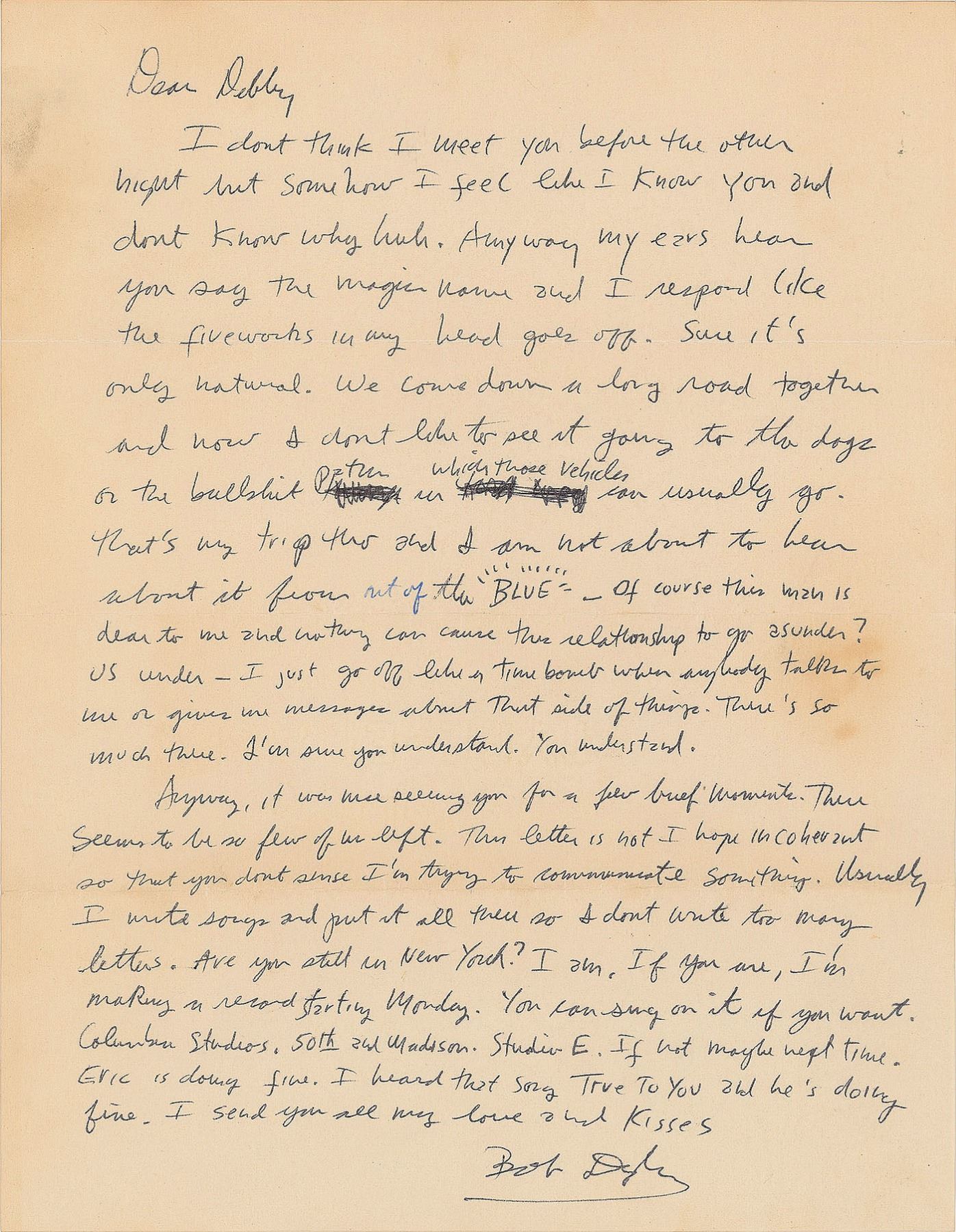 Dylan Lettering Bob Dylan Autograph Letter Signed