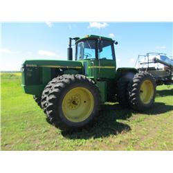 1985 JOHN DEERE 8450 4WD W/PTO, 3 HYD, 8700HRS, DIF, AXLES ALL GOOD, 18.4X38 TIRES, COMPLETE NEW MOT