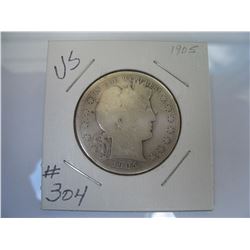 U.S.  1905 Barber Half Dollar