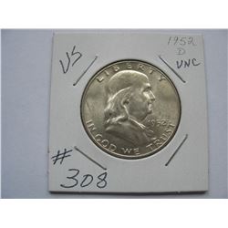 U.S.  1952D  Franklin Half Dollar