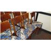 Image 2 : Approx. 21 Wooden Dining Chairs w/ Blue/Tan/White Upholstered Seats\