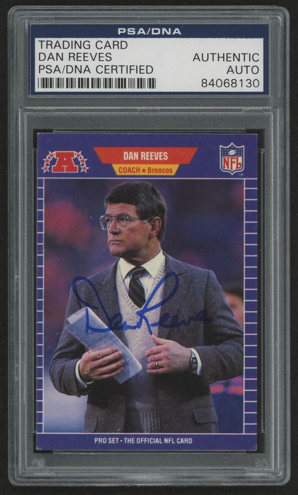 Dan Reeves Signed 1989 Pro Set #114 CO (PSA Encapsulated)
