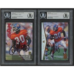 Lot of (2) Terrell Davis Signed 1995 Rookie Football Cards with (1) SP #130 Terrell Davis  (1) Colle