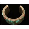 Image 3 : Inlaid Turquoise & Coral Cuff