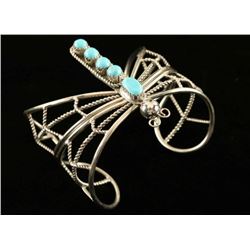 Vintage Turquoise & Silver Dragonfly Bracelet