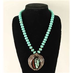 Old Pawn Turquoise & Coral Pendant