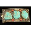 Image 2 : Large Navajo Belt Buckle with Kingman Turquoise