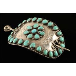 Vintage Sterling Silver & Turquoise Barrette