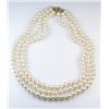 Image 1 : Elegant Triple Strand Cultured Pearl Necklace