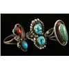 Image 2 : Lot of 3 Sterling Silver & Turquoise Rings