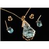 Image 1 : Blue Topaz & Diamond Pendant with Earrings