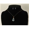 Image 2 : Blue Topaz & Diamond Pendant with Earrings