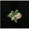 Image 1 : Ladies Vintage Diamond & Emerald Ring