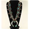 Turquoise & Coral Squash Blossom Necklace