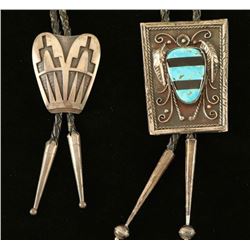 Lot of 2 Navajo Sterling Silver Bolo Ties