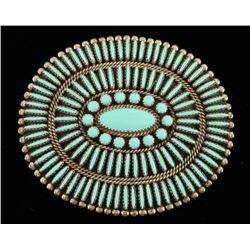 Zuni Needlepoint Turquoise Cluster Belt buckle