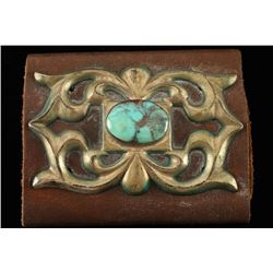 Navajo Turquoise & Silver Leather Wrist Cuff