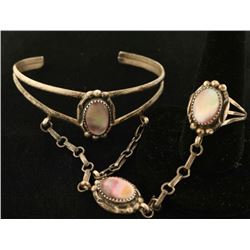 Sterling & Mother of Pearl Slave Bracelet