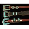 Image 2 : Lot of 3 Turquoise Inlaid Buckles with Belts