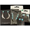 Image 1 : Four Pairs Navajo Sterling & Turquoise Earrings