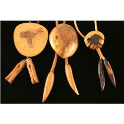 Lot of 3 Wood Carved Bolo Ties