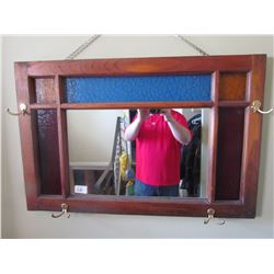 stain glass wall hanging mirrow coat rack