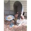 Image 1 : ANTIQUE GALVANIZED BATH TUB, ANTIQUE CABOOSE WATER CAN, 2 IRON CRANE STATUES, BIRD BATH