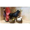 Image 1 : SIGNED POTTERY BULL FIGHTER AND BULL W/ 2 POTTERY BIRDS