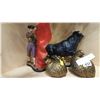 Image 2 : SIGNED POTTERY BULL FIGHTER AND BULL W/ 2 POTTERY BIRDS