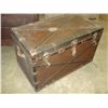 Image 1 : ANTIQUE LEATHER AND METAL BOUND TRUNK