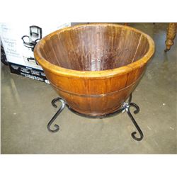 LARGE WOOD PLANTER ON STAND