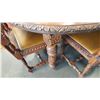 Image 3 : CARVED ANTIQUE CRANK DINGING TABLE W/ CRANK AND 2 LEAFS W/ 6 CHAIRS