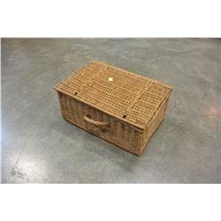 QUEEN ANNE PETITE POINT STOOL AND PICNIC BASKET