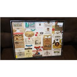 FRAMED VINTAGE WINE LABELS