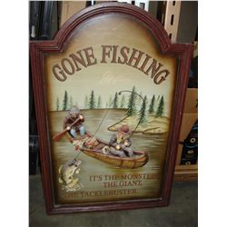 GONE FISHING WOOD SIGN