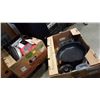 Image 1 : TWO BOXES OF FRYING PANS AND KITCHEN ITEMS