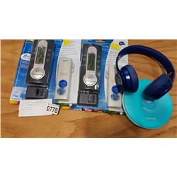 2 WIRELESS THERMOMETERS AND SONY DISCMAN D-EJ001 AND BEATS HEADPHONES