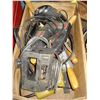 Image 1 : BOX OF THREE BLACK AND DECKER DRILL JIGSAW SKILL AND MISC TOOLS