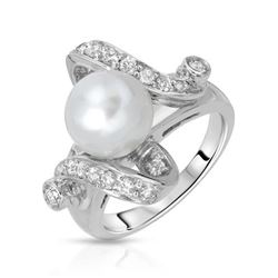 14KT White Gold 5.35ct Pearl and Diamond Ring