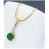 Image 2 : 14KT Yellow Gold Emerald and Diamond Pendant with Chain