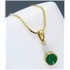 Image 3 : 14KT Yellow Gold Emerald and Diamond Pendant with Chain